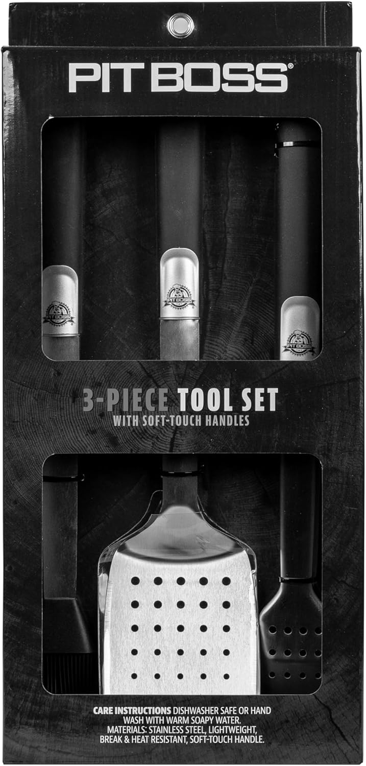 Pit Boss Grills Soft Touch 3 Piece Tool Set, Stainless