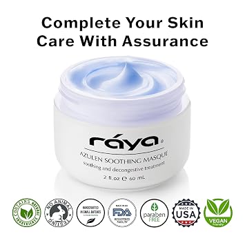 Raya Azulen Soothing Masque (602) | Calming Facial Treatment Mask for Sensitive Skin | Tones and Refines Complexion | Made with Azulene and Aloe Vera