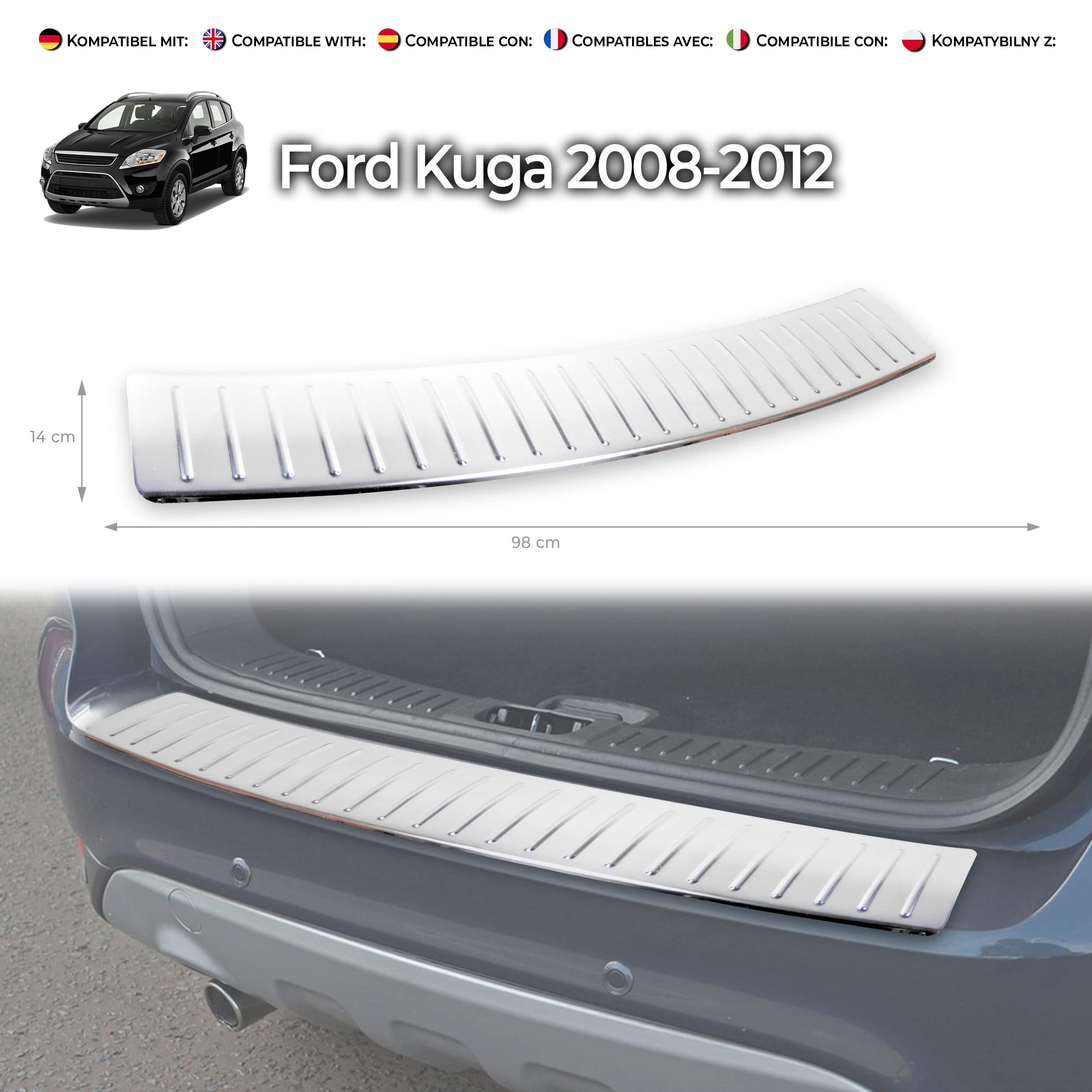 Chromemaster | Protezione Paraurti Posteriore Compatibile con Fiat 500 500C 2007-2015 | Acciaio INOX Lucido/Cromato | Protezione Paraurti Protegge la Vernice del Paraurti dai Graffi