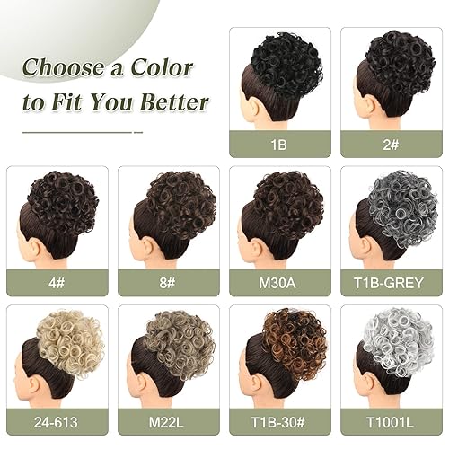 Miniatura 7 de Oseti 1 pieza de cabello desordenado con cordón elástico, grande, suelto, ondulado, sintético, corto, rizado, marrón, moño desordenado, con cordón,