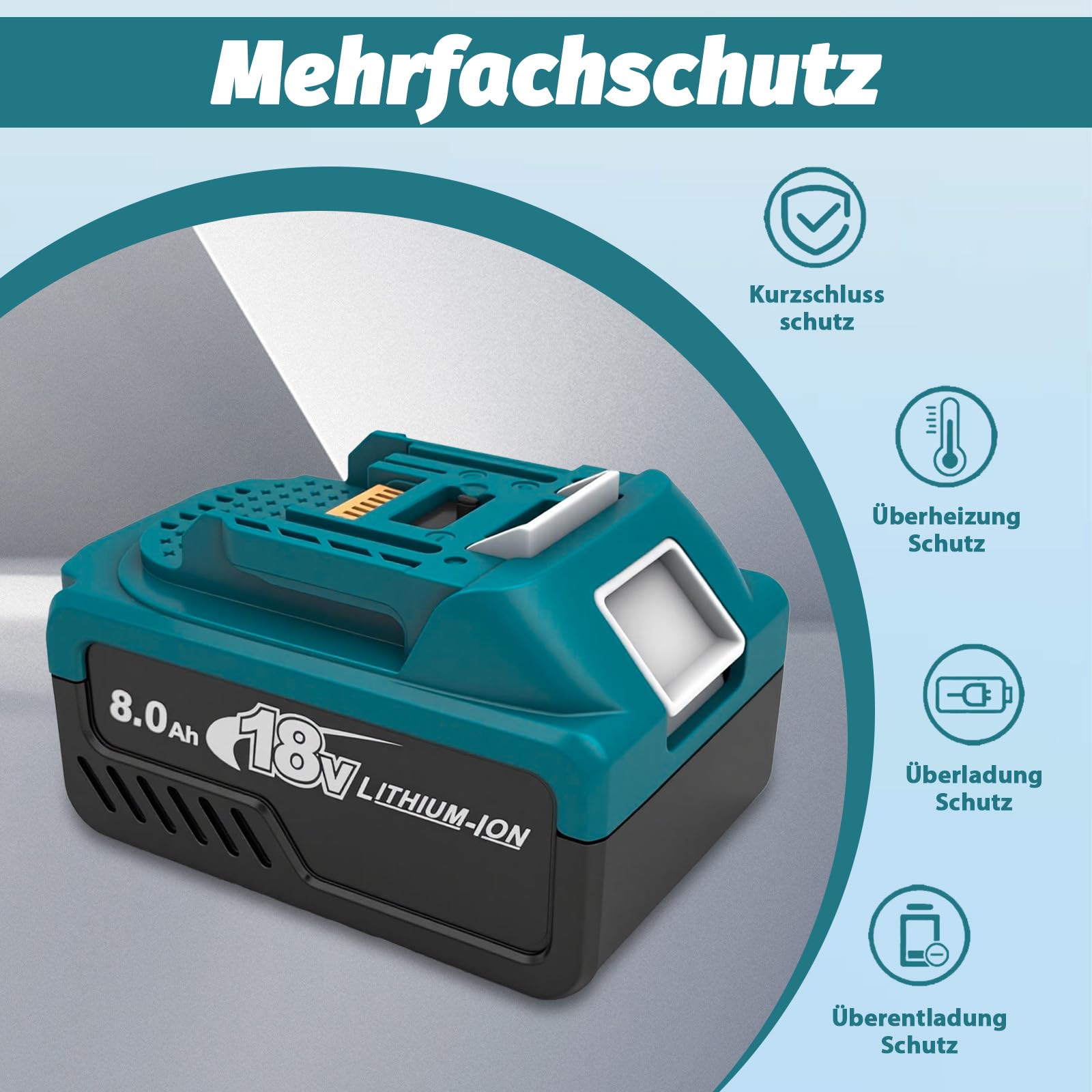 Akumulator zastępczy do Makita 18 V akumulator 2 x 8000 mAh, kompatybilny z BL1860 BL1860B BL1850 BL1850B BL1840 BL1830 BL1820