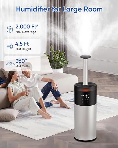 Miniatura 3 de Humidificadores para dormitorio, humidificador de 16 litros para habitación grande de 1500 pies cuadrados, humidificador ultrasónico de niebla fría