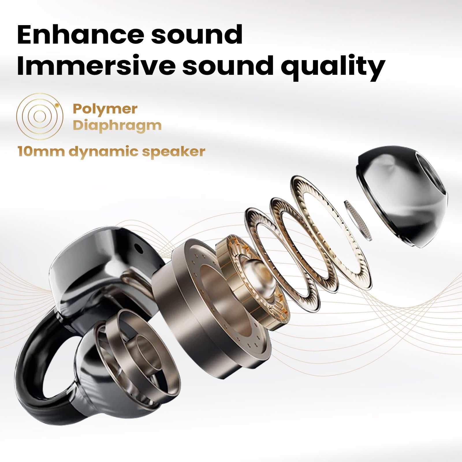 Alutoria Cuffie Auricolari Aperte, Touchscreen Intelligente Auricolare Con Clip, Cuffia Traduzione, 3.7g Ultraleggero Comfort, 65 ore di Riproduzione, Auricolari Open Ear Bluetooth 5.4, NERO