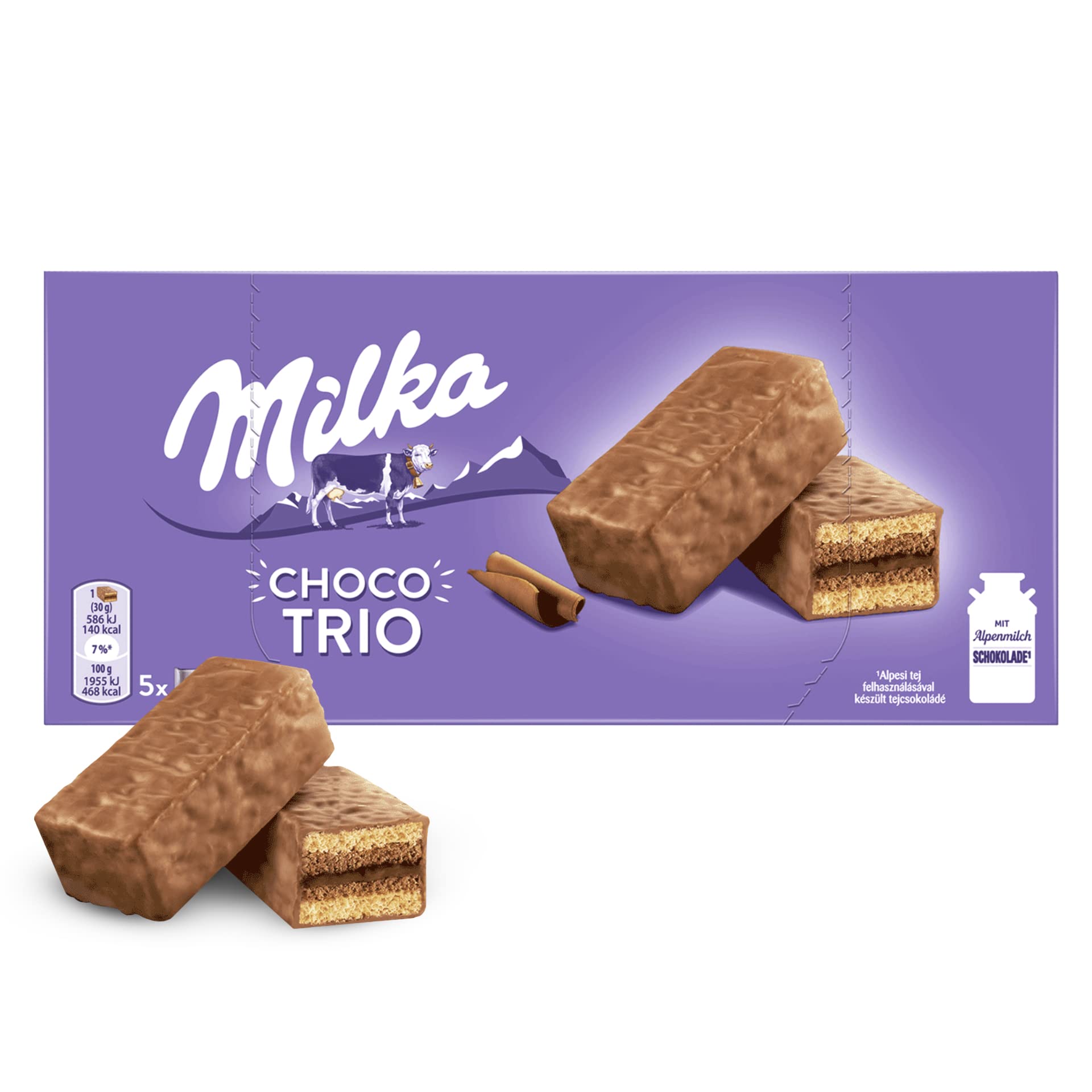 Milka Choco Trio Bizcocho de Cacao Cubierto con Chocolate con Leche 150 g