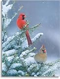ZONTEKA Bathroom Wall Art Cardinals Winter Pictures Wall Decor Framed Canvas Wall Art for Bedroom Artwork Paintings Living Room Kitchen Farmhouse 16x20
