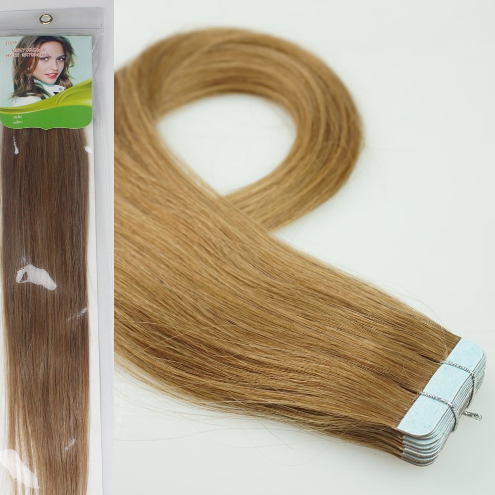 16" 18" 20" 22" 24" Tape In Real Human Hair Extensions Natural Straight 100% Human Hair Beauty 19colors 20pcs in one pack,(20" 50g/20pcs color#01 Jet Black)