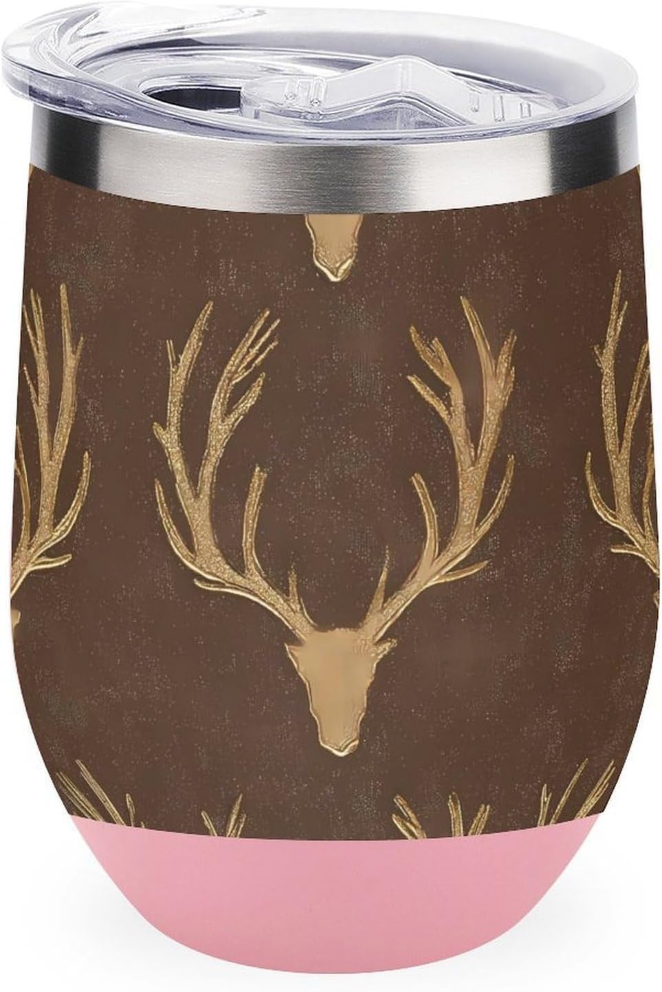 Hunting Deer Head Insulated Drinking Cup Stainless Steel Coffee Mug Wine Tumbler with Lid 12OZ