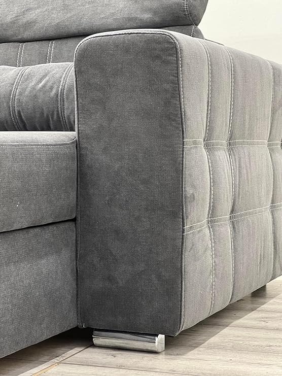 Lucca Corner Sofa Bed with Storage | Grey Fabric L-Shape Sleeper Sofa, Pull-Out Bed | Lift-Up Ottoman Storage | Modern Living Room Couch (Left Hand)