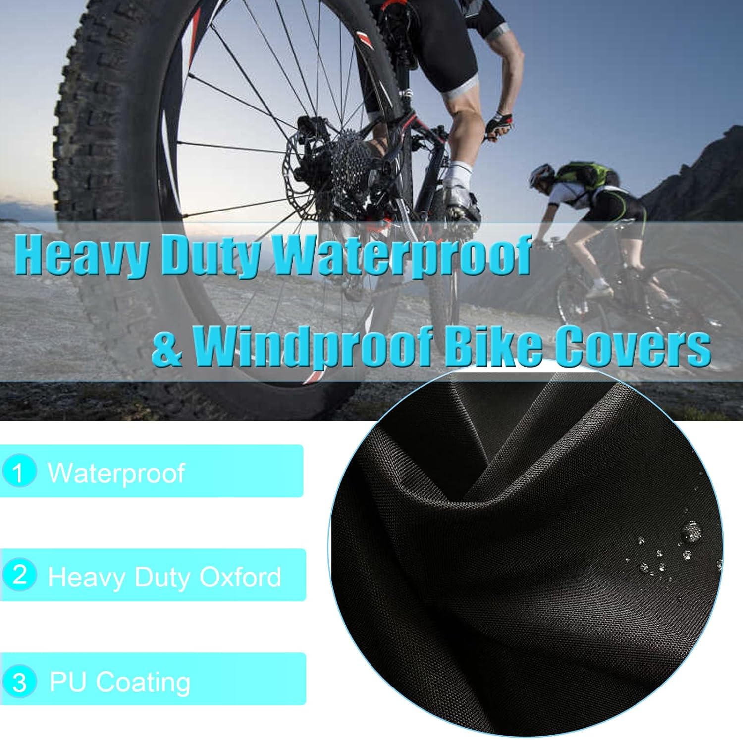 Bike Cover for Transport On Rack, Waterproof Bike Cover for Transport 1,2 Bikes on Car Rear, with Two Elastic straps and Reflective Strips, Visible tail lights,80"L x 36"W x 18"W x 50"H