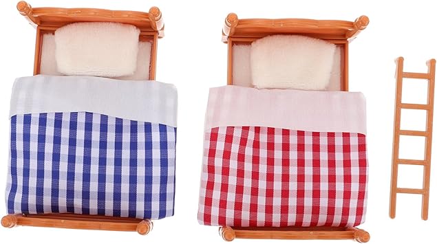 Miniature Dollhouse Bed Miniature Bunk Beds for Dollhouse, Bunk Beds Set 1 12 Scale, Doll House Furniture of Bunk Bed with Ladder, Furniture Decor