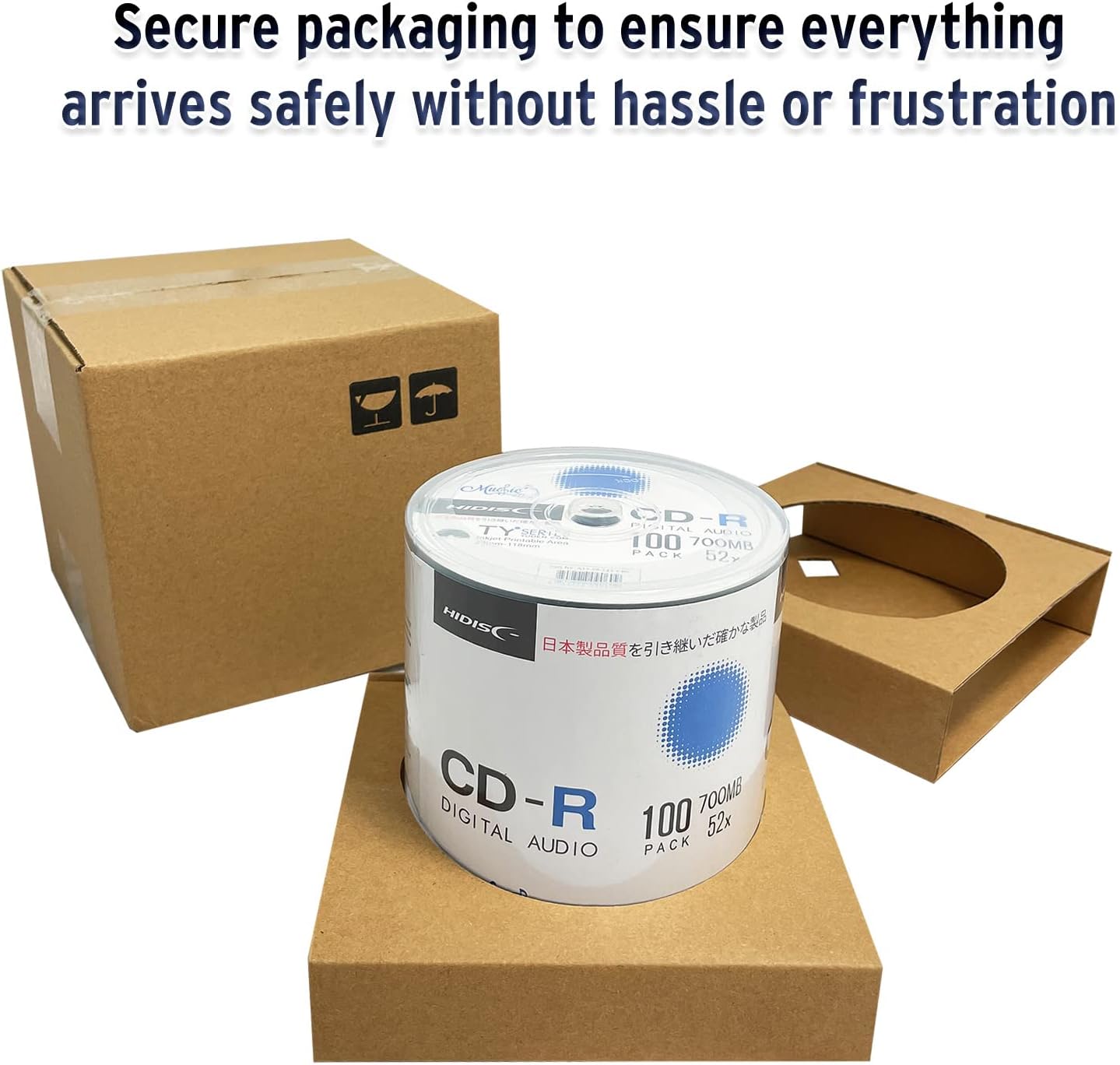 HIDISC TY Series Digital Audio Music CD-R 52X 700MB White Inkjet Printable - 100 Cake Box