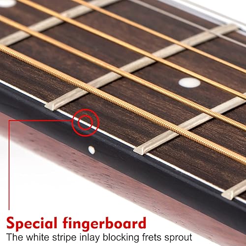 Miniatura 7 de AKLOT Guitarra acústica para principiantes, tamaño completo, 44, guitarras populares, kit de iniciación de guitarra acústica (madera de pruce con