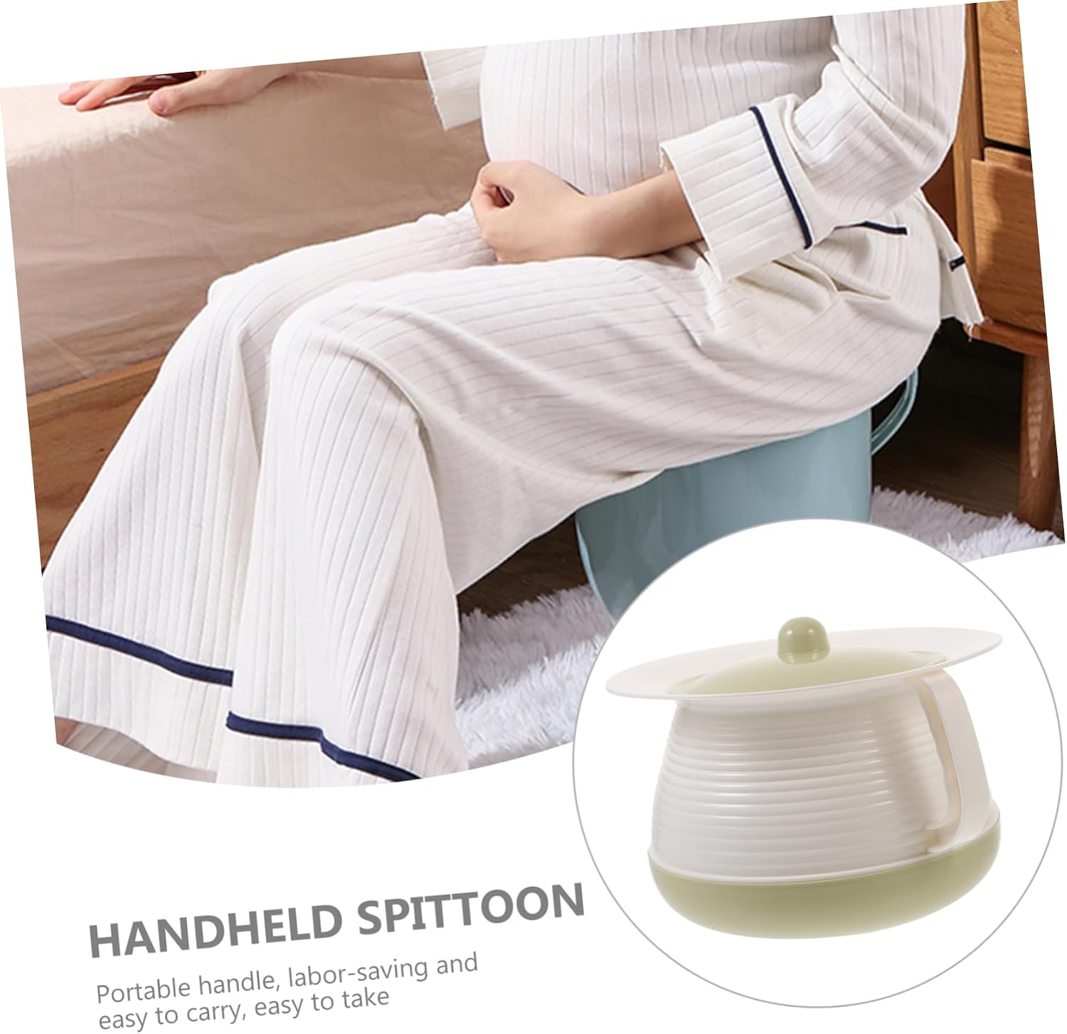 1pc Adult Urinal Pot with Lid Durable Spittoon for Elderly Pregnant Women Easy to Clean Urine Storage Pot for Home Travel Use