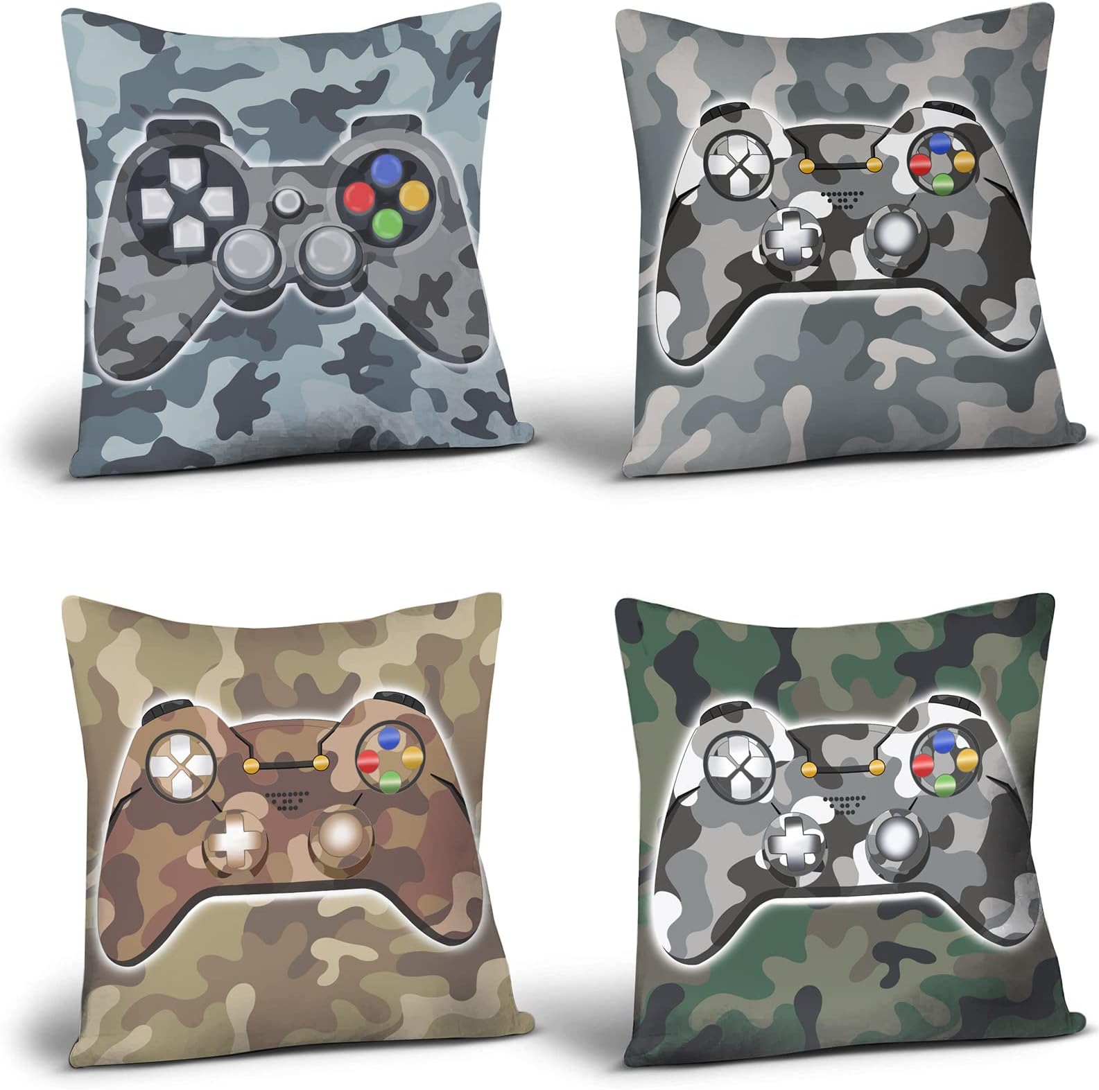 Ailee Hoho Gamer Pillow Covers 18x18in Set of 4 Dinosaur