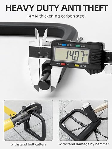 Miniatura 2 de ROCKBROS Juego de candados para bicicleta de alta resistencia con cable de acero de seguridad de 4 pies, cerraduras en U para bicicleta con llaves