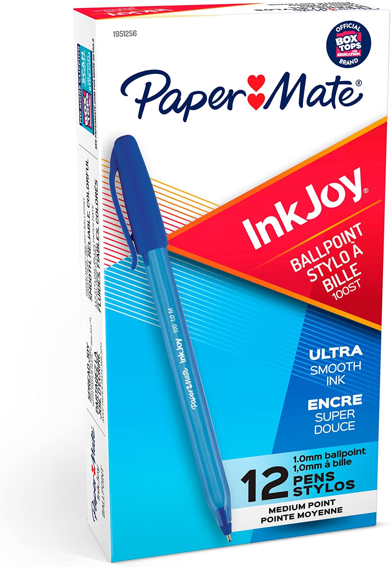 Paper Mate InkJoy 100ST Ballpoint Pens, (1.0mm ) Medium Point, Blue, Box of 12 (1951256)