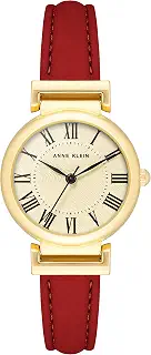 Anne Klein レディース 腕時計 AK/2246CRRD ゴールド調 赤い革ベルト