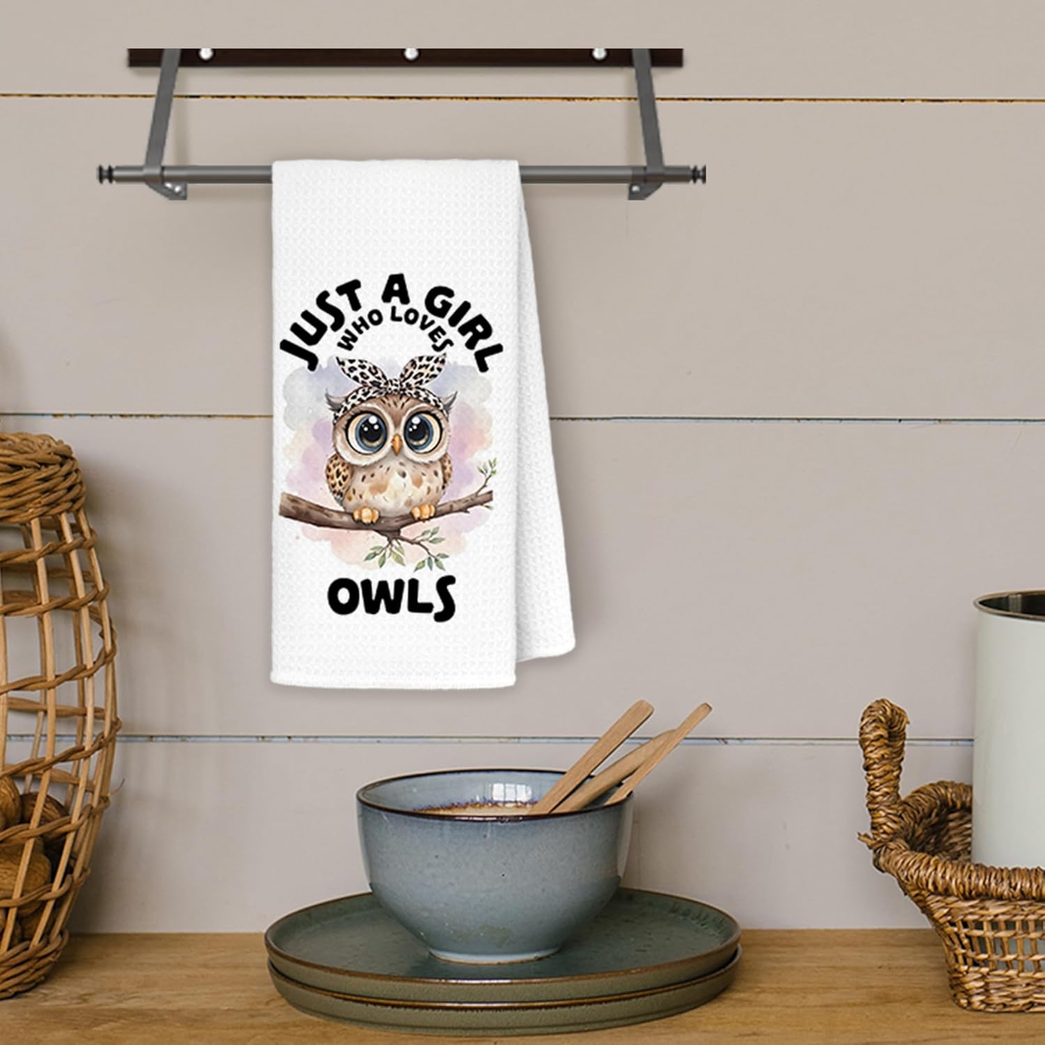 JINYO Cute Coquette Leopard Bow Owl Kitchen Towels, Owls Lover Gifts for Women Hand Towels for Bathroom Kitchen Decor, Just a Girl Who Loves Owls Decorative Dish Tea Towels, 16x24 Inch - Image 4