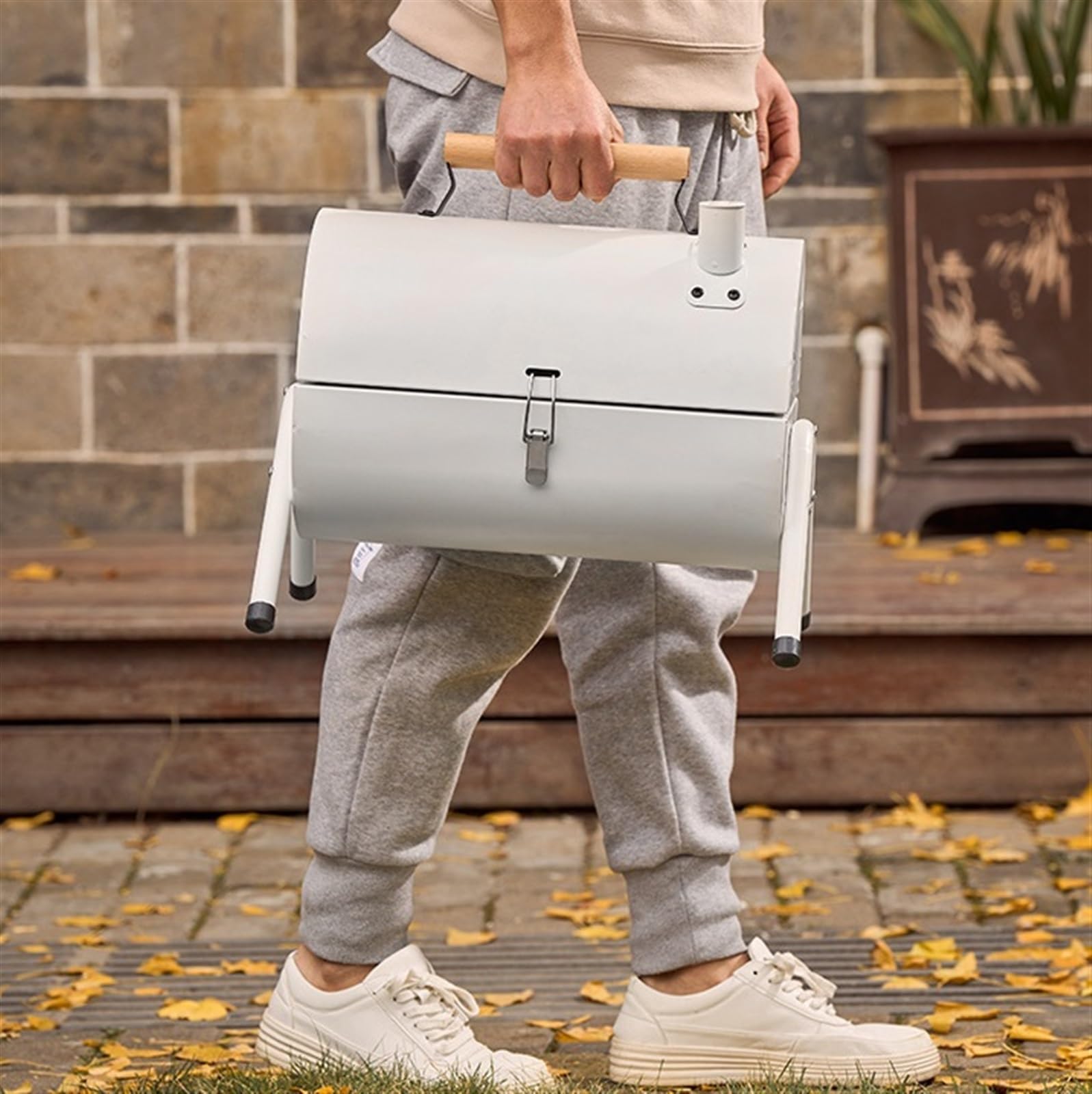 Grille Węglowe Przenośny Dwustronny Grill Węglowy Zewnętrzny Grill Stołowy Grill Grill Do Gotowania Grill Na Węgiel(White)
