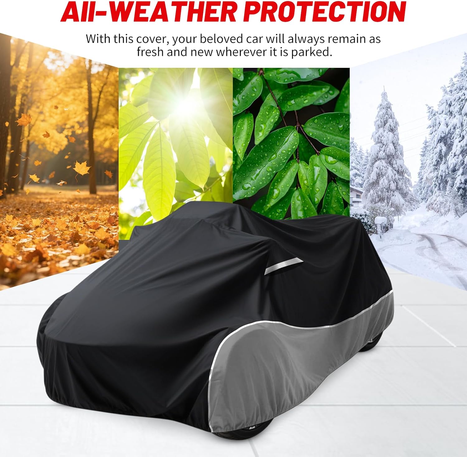 Can-Am Ryker 420D Full Cover, Windproof and Waterproof Outdoor, Protect Against Dust Sun Snow, Compatible with 600, 900 Sport Rally with Reflective Straps and Air Vent, Black and Grey