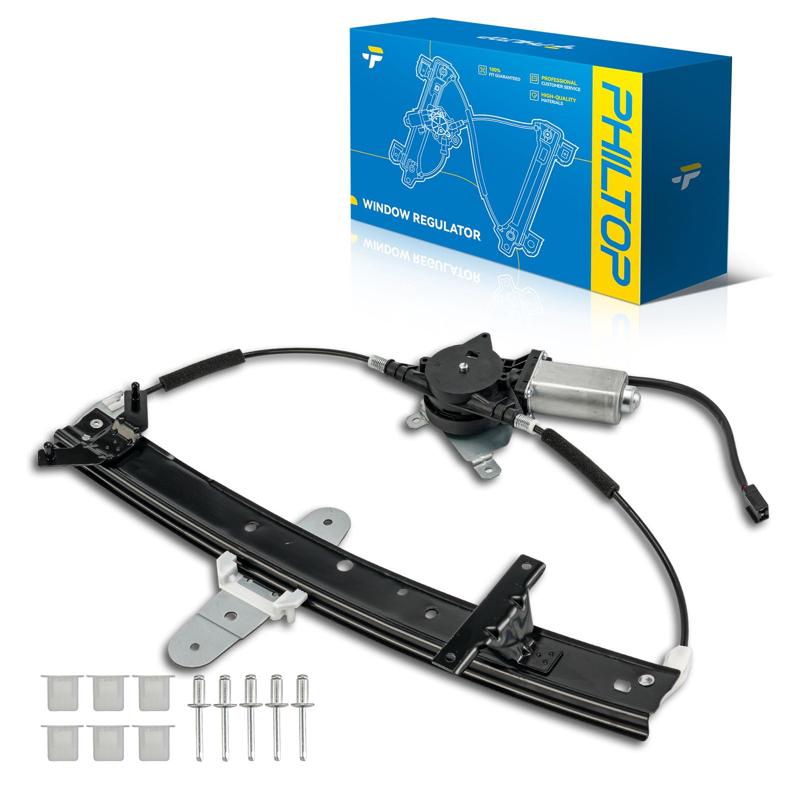 PHILTOP Rear Left Driver Side Power Window Regulator and Motor Assembly Fit for 1992-2011 Mercury Grand Marquis 1992-2011 Ford Crown Victoria 2003-2004 Mercury Marauder Replaces 741-679,2 Pins