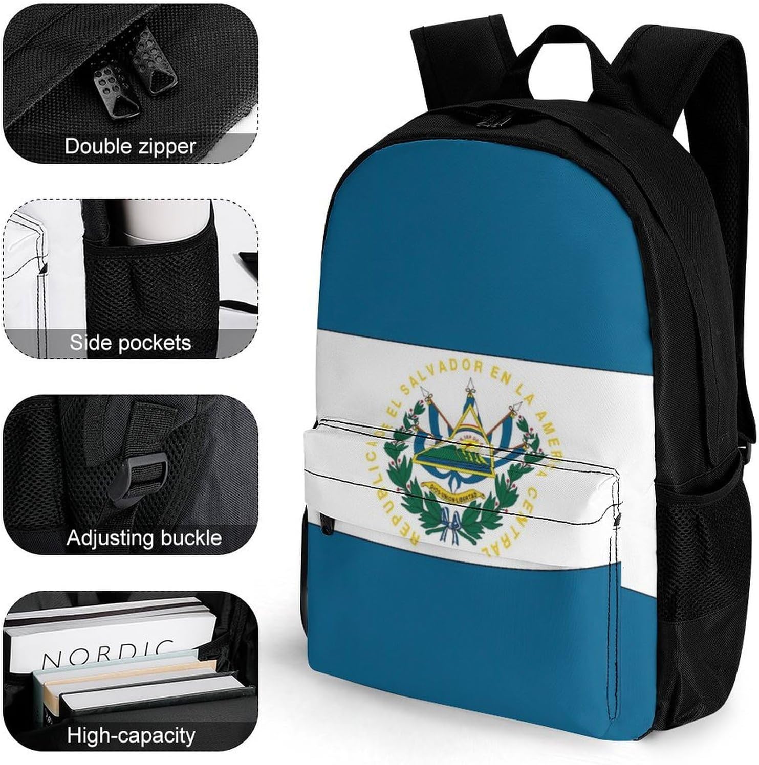 El Salvador Flag Backpack Lightweight Backpacks Work Bag