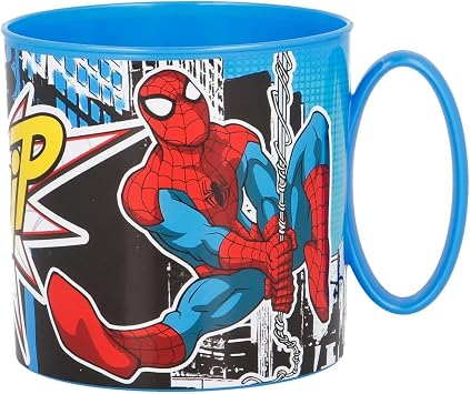 Kids Character Cute Mini Mug 265ML Drinking Re-Usable Plastic Cup Microwave Safe Spiderman Street