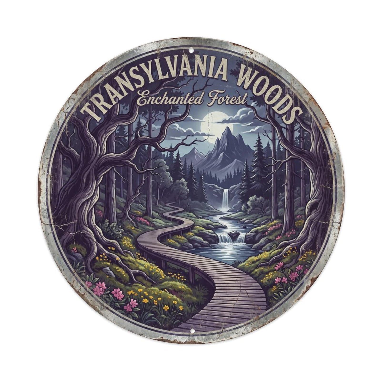 Vintage Travel Transylvania Forest Romania Woodland Metal Tin Sign