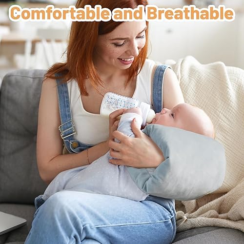 Miniatura 4 de KAKIBLIN Almohada de brazo de lactancia para bebé, almohada de lactancia materna para bebés recién nacidos, portátil y lavable, almohada ergonómica