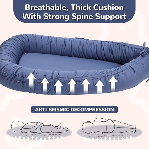 Miniatura 5 de Tumbona para bebé, tumbona infantil para recién nacido, funda portátil para nido de bebé, transpirable y suave, artículos esenciales para recién