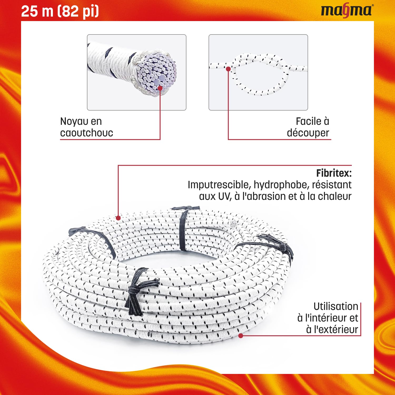 Corde Élastique Magma 6 Mm - Résistante 90 Kgf, Hydrofuge Et Anti-UV Pour Camping, Bâche, Piscine Et Voile (10m, Vert)