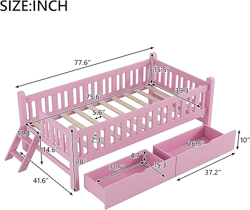 Miniatura 2 de Base de cama de plataforma de madera, base de cama individual, base de colchón con cabecero, estribo, soporte de listones de madera, no necesita