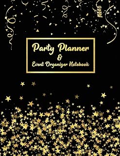 Party Planner Notebook & Event Organizer: Calendar, To-Do Lists, Budget, Guest List - Gold Star Black Cover by Valentine C