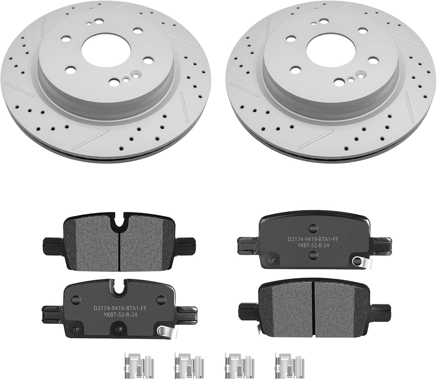 13.6inch(345mm) Rear Brake Disc Rotors & Ceramic Brake Pads Kit Fit for Chevy Silverado 1500, GMC Sierra 1500 2019-2023, Suburban, Tahoe, Yukon, XL 2021-2022, Ca-dillac Escalade, ESV