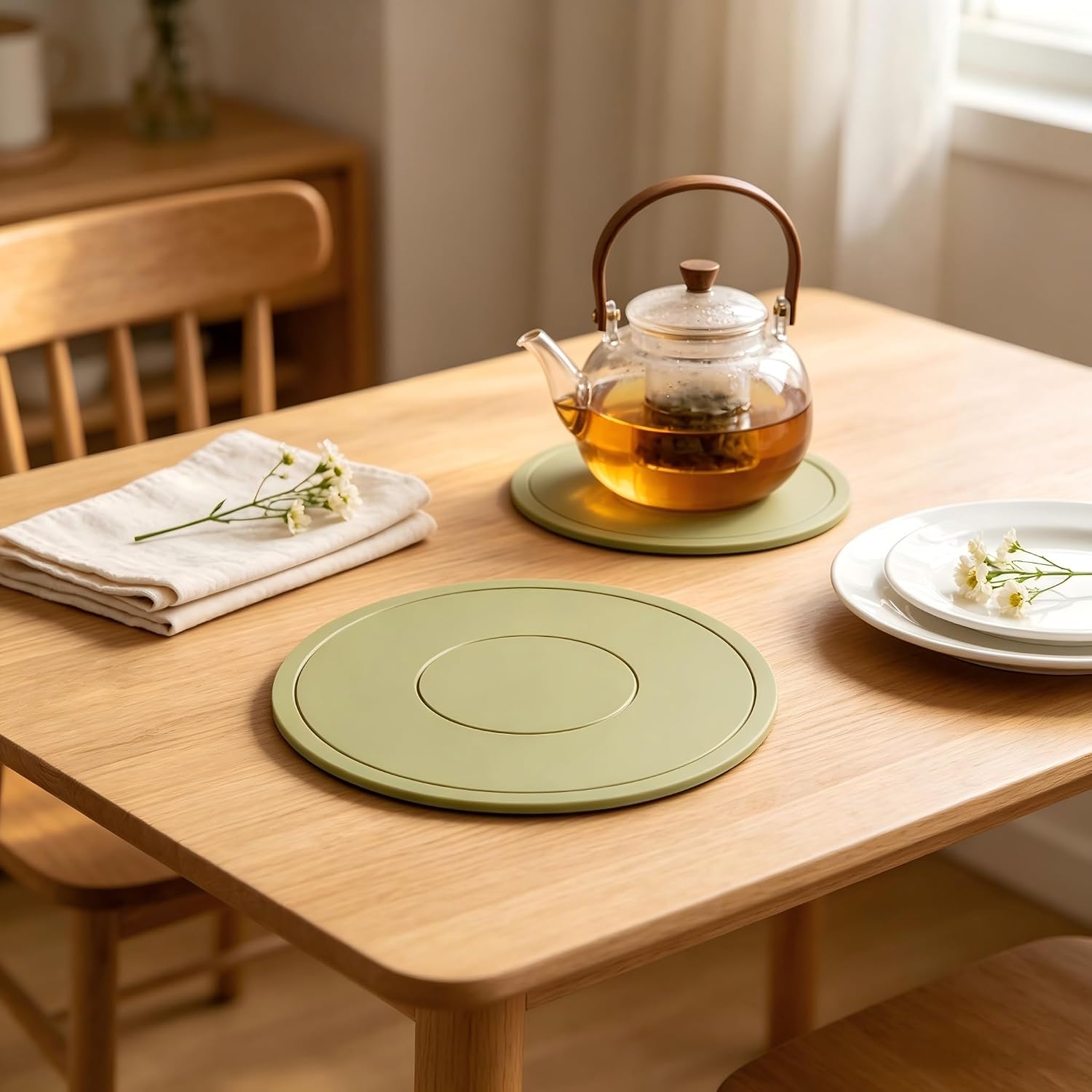 Silicone Coasters for Drinks, Heat Resistant Table Mats, Non-Slip Hot Pot Trivet, Elegant Luxury Tableware Pad, Anti-Scald Bowl & Dish Mat for Home Dining Table