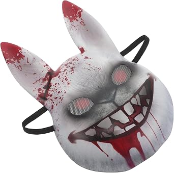 Bloody Bunny Horror Mask Scary Halloween Bunny Costume Mask for Adults Full Face Creepy Animal Head Masquerade Party Haunted House Prop