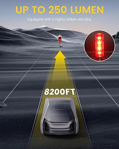 Miniatura 2 de RAVEMEN Luz trasera de bicicleta TR250, luz trasera de bicicleta de 250 lúmenes con 3 opciones de montaje, encendidoapagado automático y sensor de