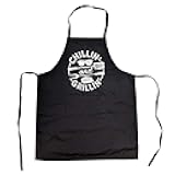Crazy Dog T-Shirts BBQ Apron – Chillin and Grillin Graphic Design Featuring Front Pocket – Heavy Duty Machine Washable