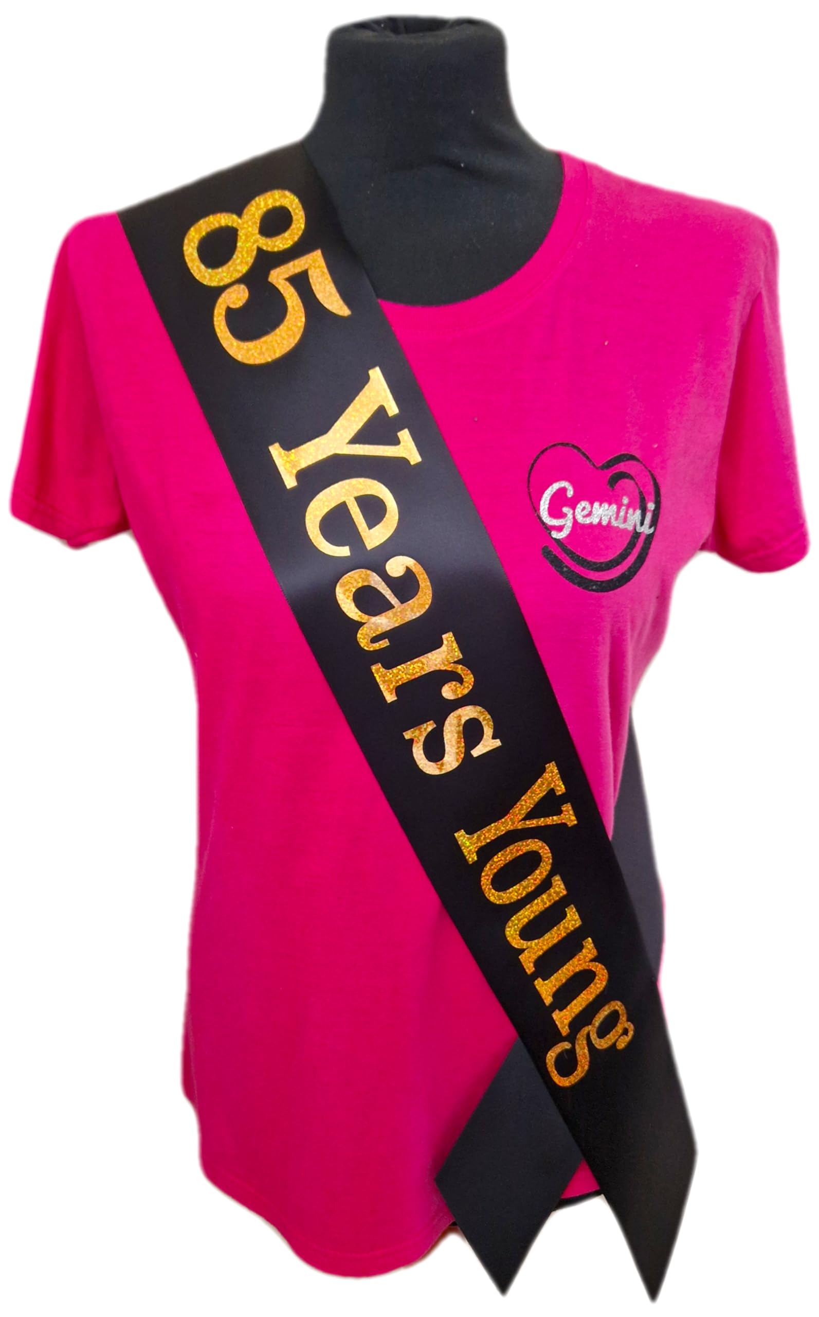 85th Birthday Sash - 85 Years Young Birthday Sash - Beautiful Quality Black Ribbon and Holographic Gold Font - 85th Birthday Sash