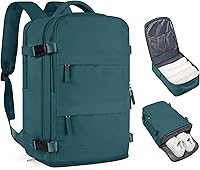 Vista 22 de Mochila de viaje grande, bolsa de mano, aprobada para aviones, para artículos personales, para hombre o mujer, color beige con marrón