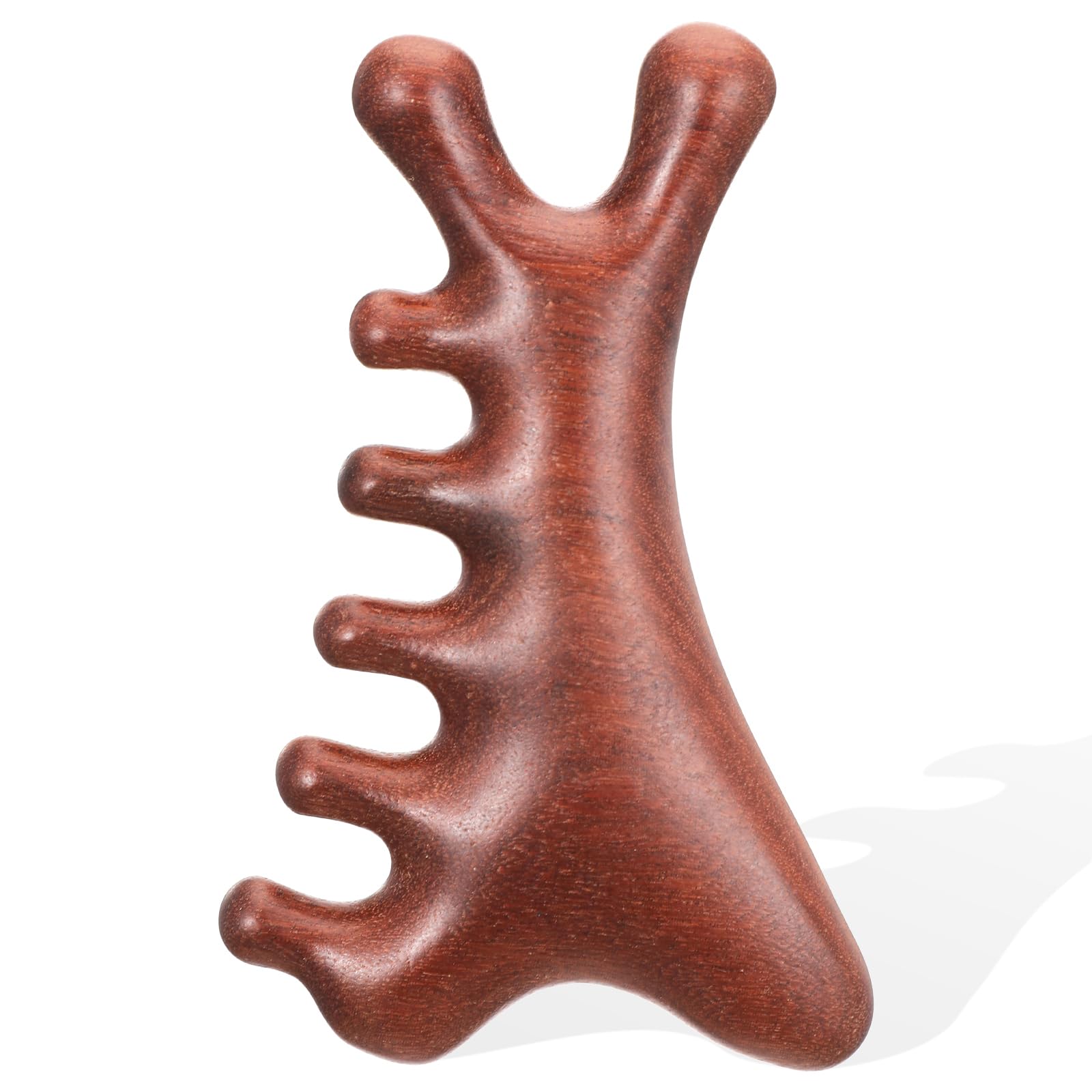 4-in-1 Natural Sandalwood Gua Sha Massage Tool Scalp Massager Comb for Head Face Eye Nose Body Stress Relief
