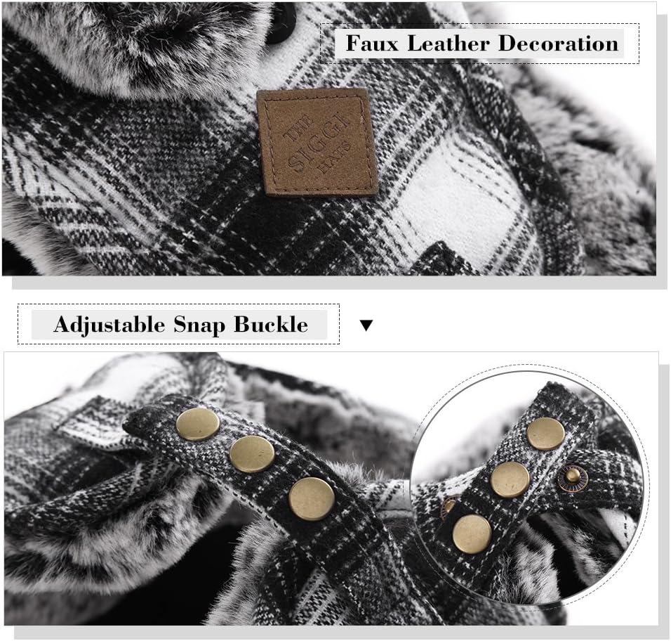IGGI Unisex Earflaps Trapper Hat Faux Fur Hunting Hat Fleece Lined Thick Plaid,Large,89079_red image 3