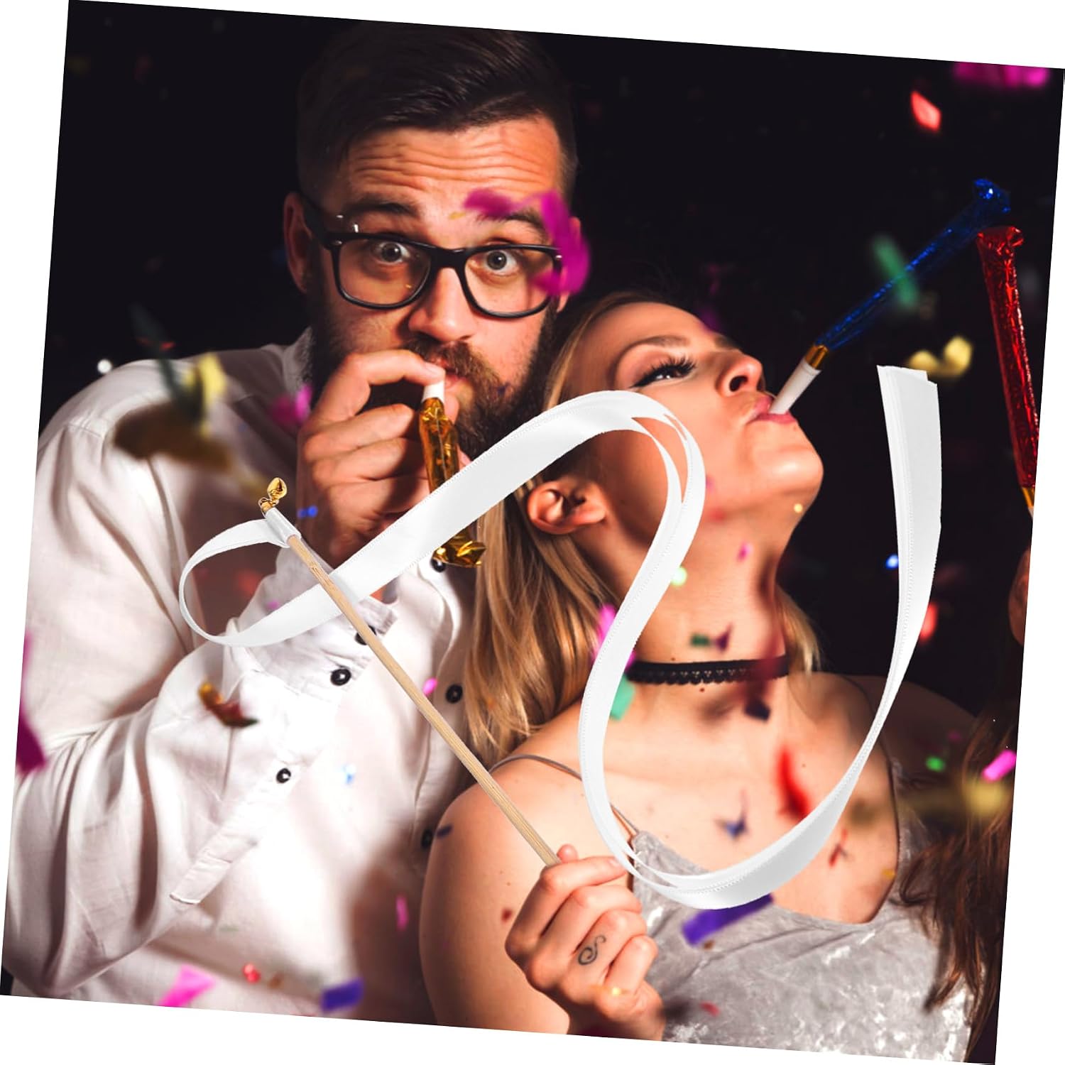 SEWACC 30pcs Elegant Handheld Ribbon Sticks with Bells Streamers for Weddings Birthdays Festivals and Parties Soft Strips Smooth Finish for Photo Props