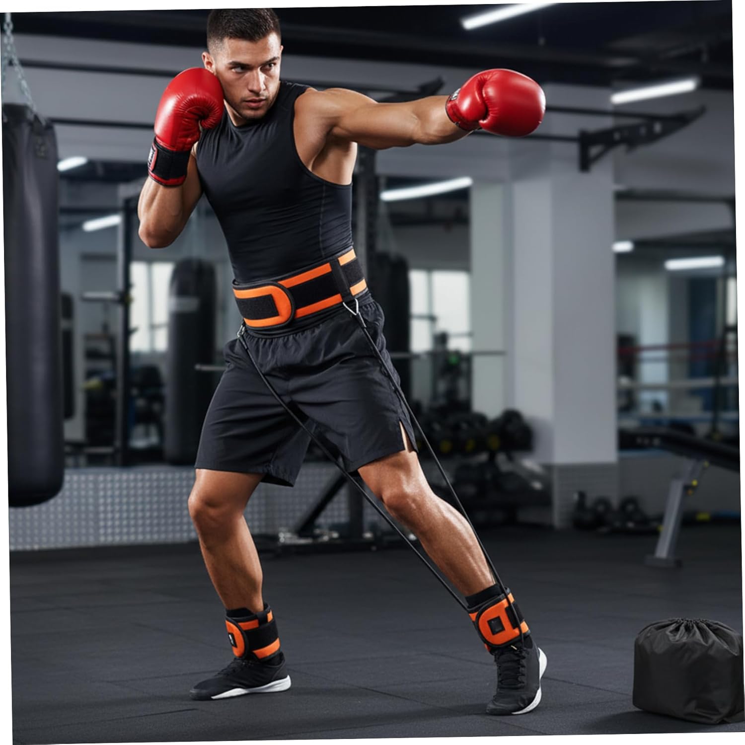 Gcroet 1PC Resistance Bands Boxing 43.3 Inch Professional Boxing Equipment with Adjustable Belt Full Body Workout Resistance Band Set..