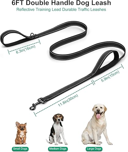 Miniatura 2 de Correa para perro, correa de perro resistente, correas para perros de raza grande de 5 pies y 6 pies, correa de perro de doble asa, correa de