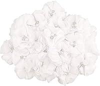 30 Pack DonLeeving White Chiffon Rhinestone Pearl Flower Appliques for Sewing, Clothing, Headbands, Crafts & Party Decor