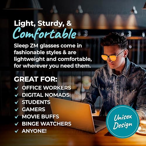 Miniatura 4 de Sleep ZM Gafas de aviador de metal con luz azul, 99.9 % de bloqueo de luz azul naranja, mejor sueño y reducción de la fatiga ocular, lentes de