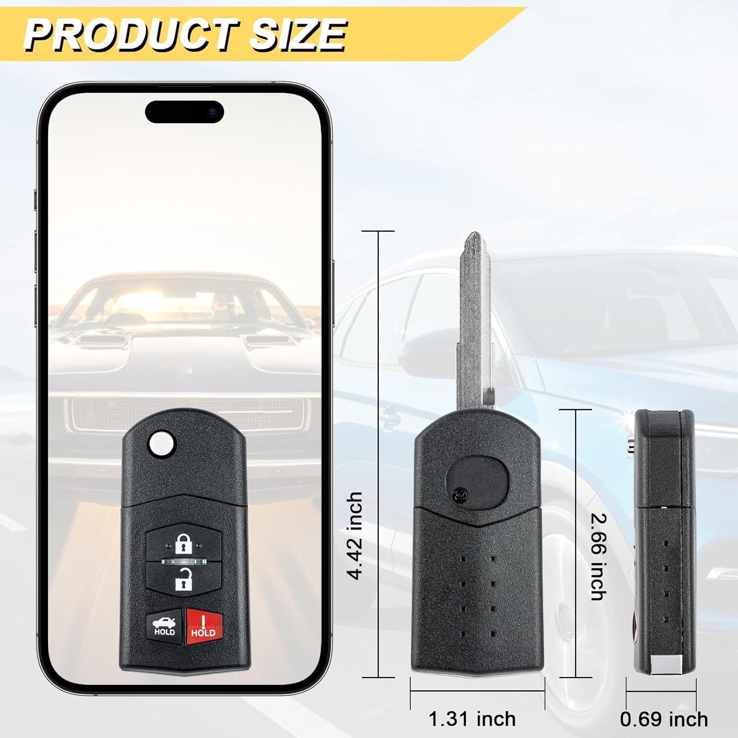 Simple Setup Key Fob Replacement for 2006-2015 MX-5 Miata/ 10-13 3/09-13 6 Car Keyless Entry Remote Control, BGBX1T478SKE125-01, 4 Buttons