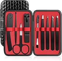 Hyxhappy 9-Piece Professional Stainless Steel Tweezers Set - Precision Eyebrow Facial Hair Removal Kit with Luxury PU Leather Travel Case, Perfect Stocking Stuffer Gift