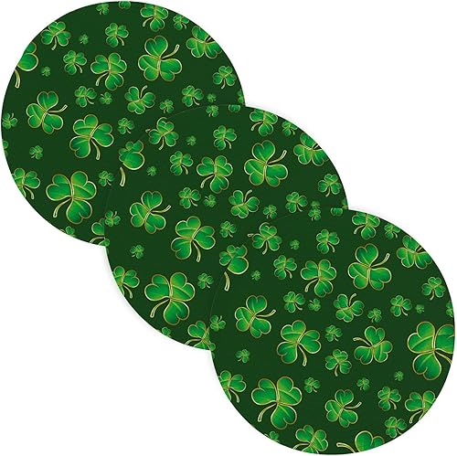 ZRWLUCKY 3 Pcs Trivet Pads for Hot Dishes 15in Cotton Thread Weave Heat Resistant Hot Pad for Teapot Protecting Table Shamrocks Happy St. Patrick's